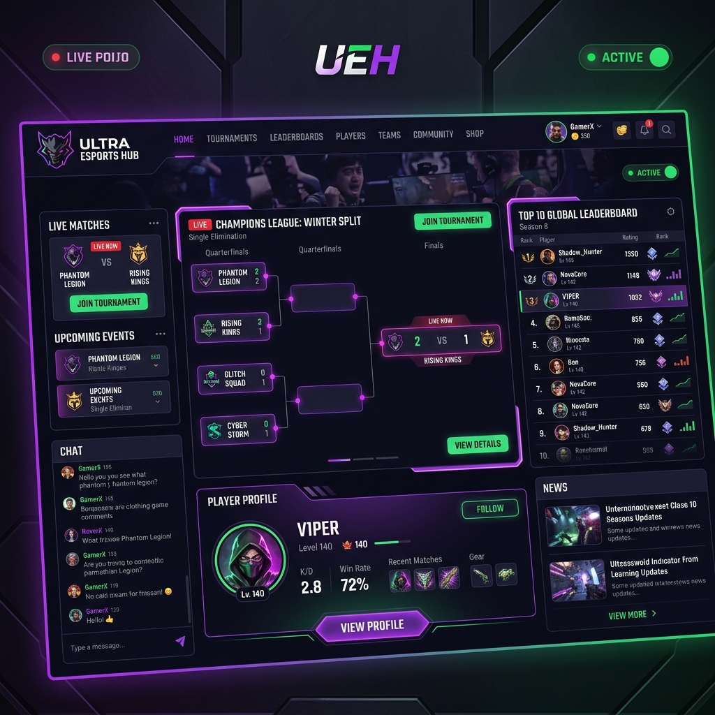 Interface do E-Sports Portal